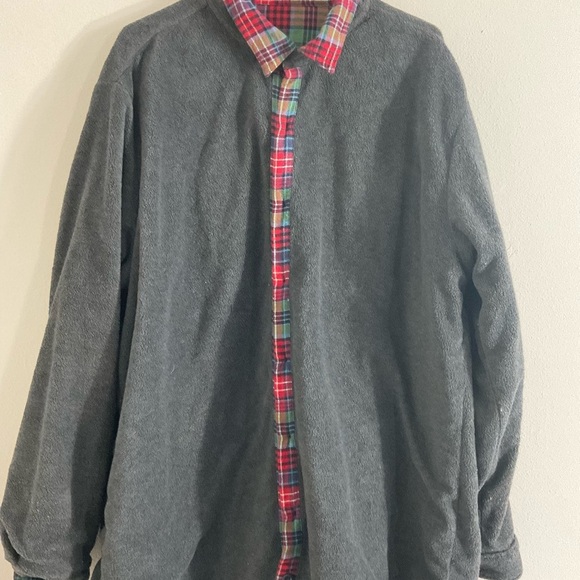 LL Bean Mens Flannel Plaid Fleece Lined Shirt Shacket Size XL Regular Red Green - Picture 10 of 10